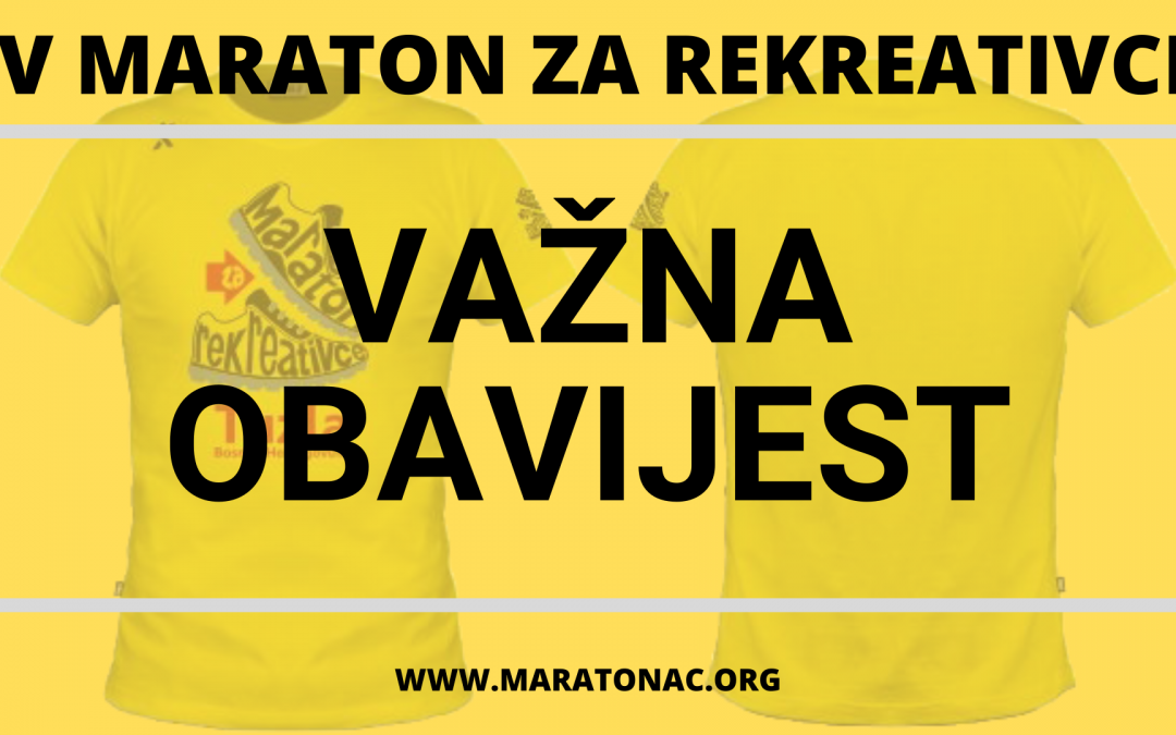 VAŽNE INFORMACIJE: Za takmičare i učesnike “IV Maratona za rekreativce – Tuzla 2020”